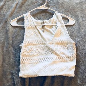 White knit crop top